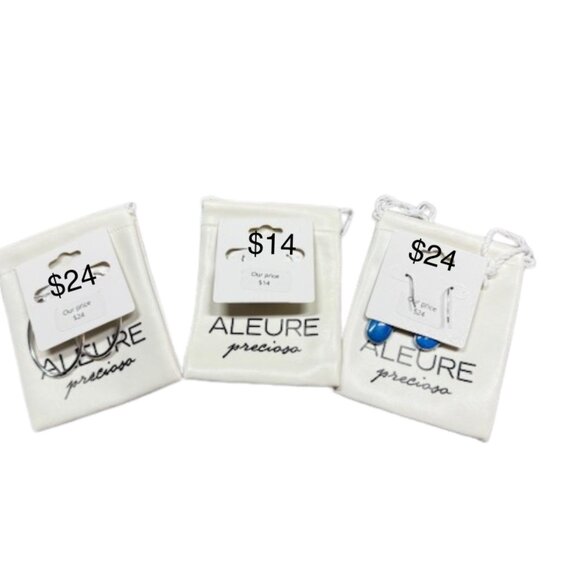 3-Pair New Earrings Bundle – Hoops, Gemstone & Dangle - Picture 2 of 8